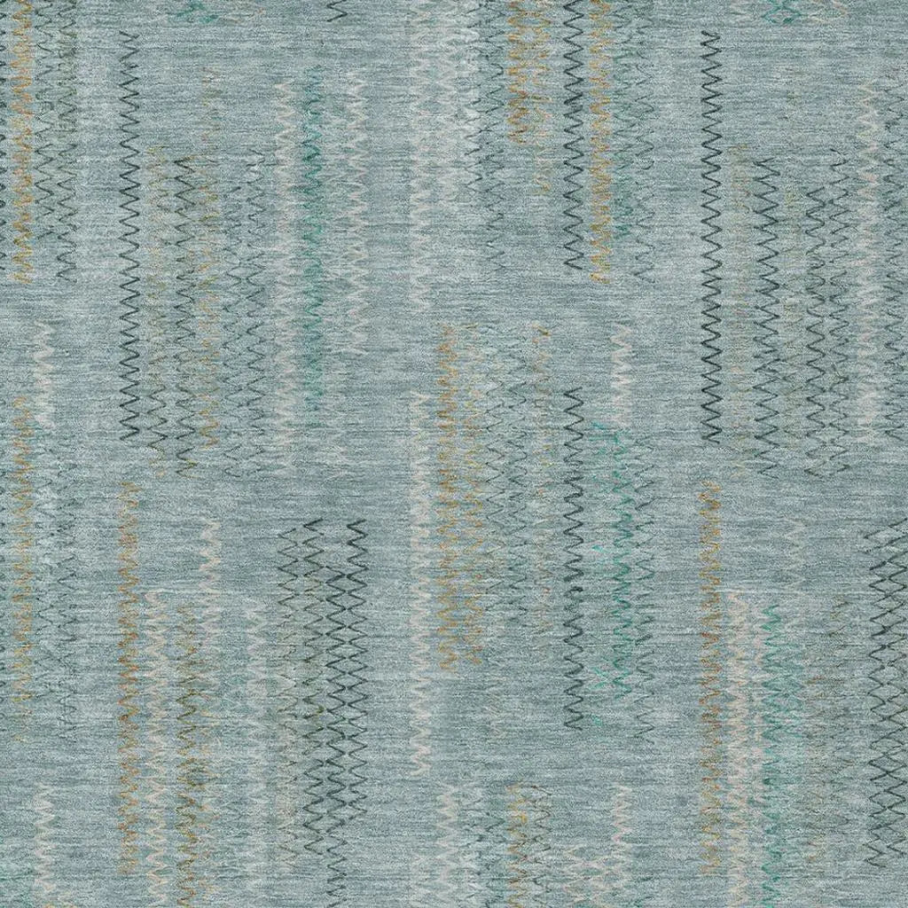 9' X 12' Teal Blue And Silver Abstract Washable Indoor Outdoor Area Rug Homeroots Outdoor