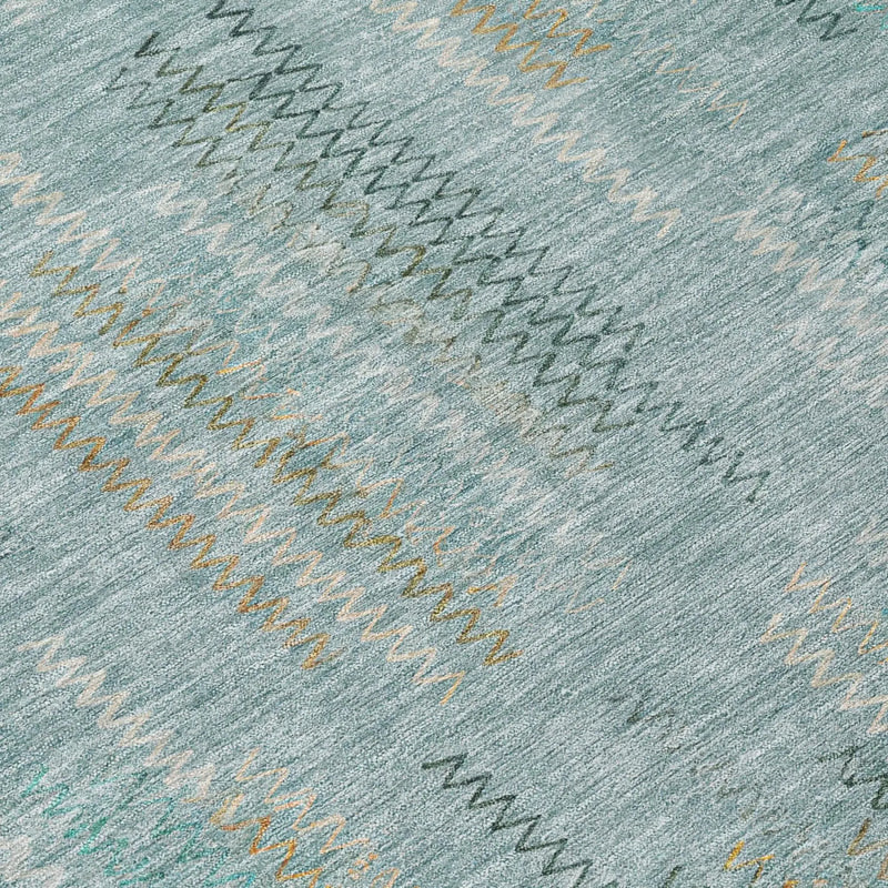9' X 12' Teal Blue And Silver Abstract Washable Indoor Outdoor Area Rug Homeroots Outdoor