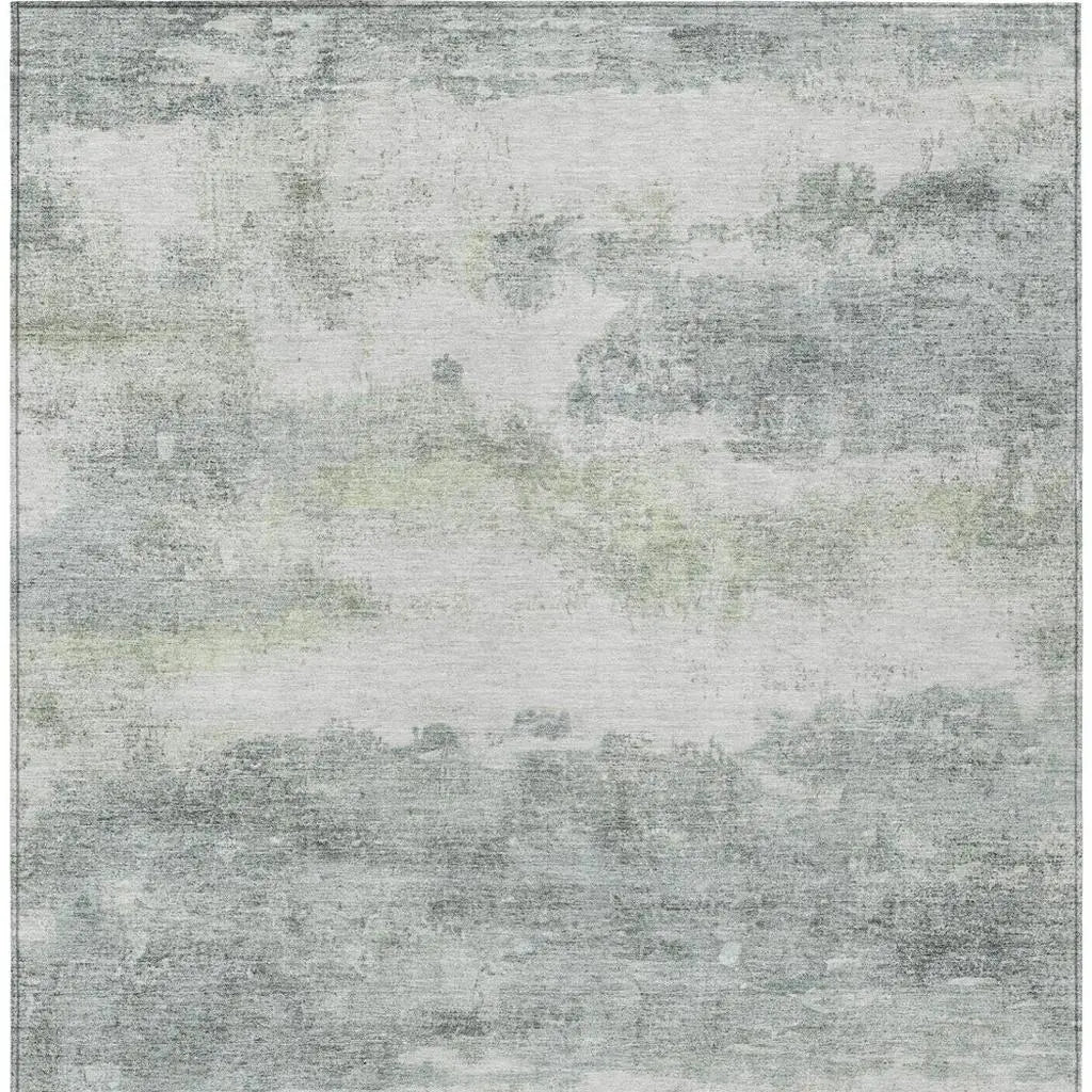 9' X 12' Teal Blue And Silver Abstract Washable Indoor Outdoor Area Rug Homeroots Outdoor