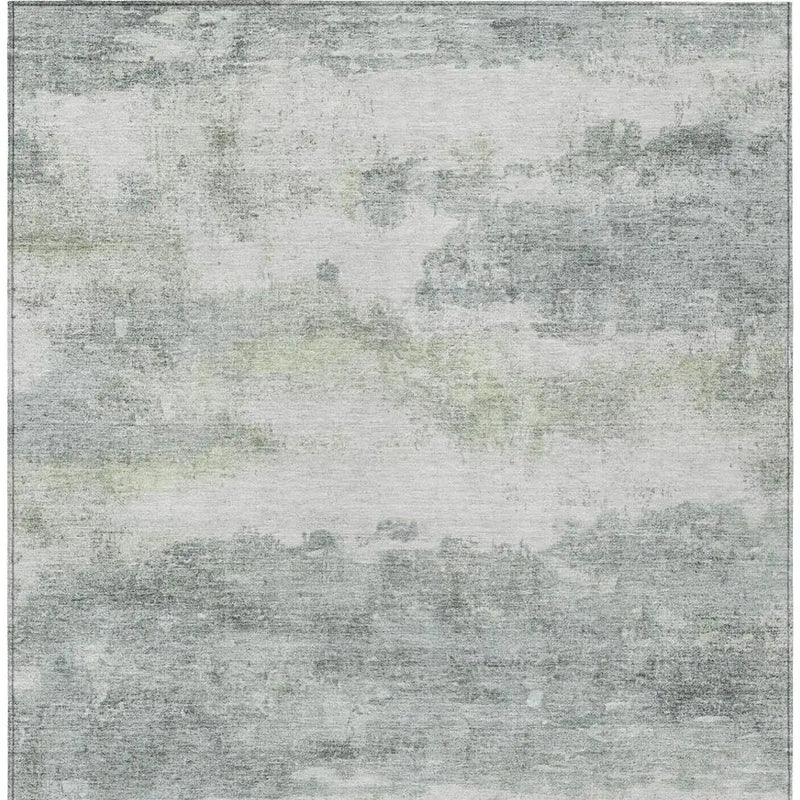 9' X 12' Teal Blue And Silver Abstract Washable Indoor Outdoor Area Rug Homeroots Outdoor
