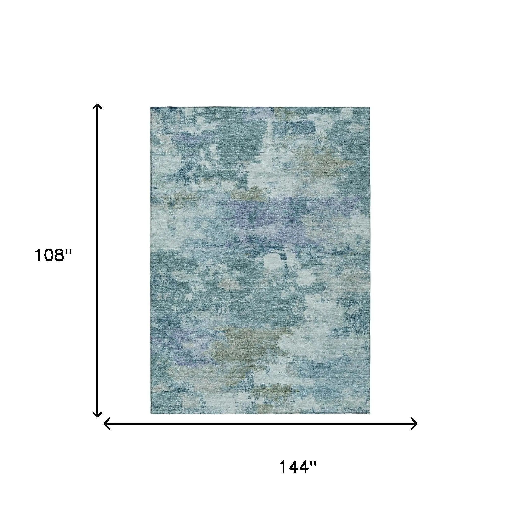 9' X 12' Teal Blue And Silver Abstract Washable Indoor Outdoor Area Rug Homeroots Outdoor