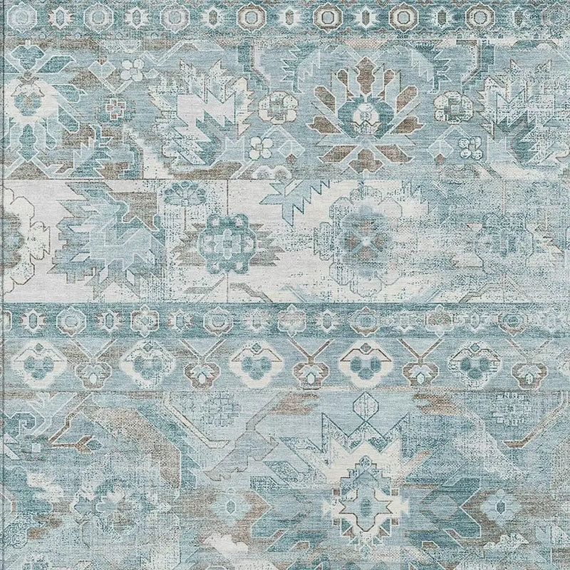 9' X 12' Teal Blue And Silver Cactus Washable Indoor Outdoor Area Rug Homeroots Outdoor