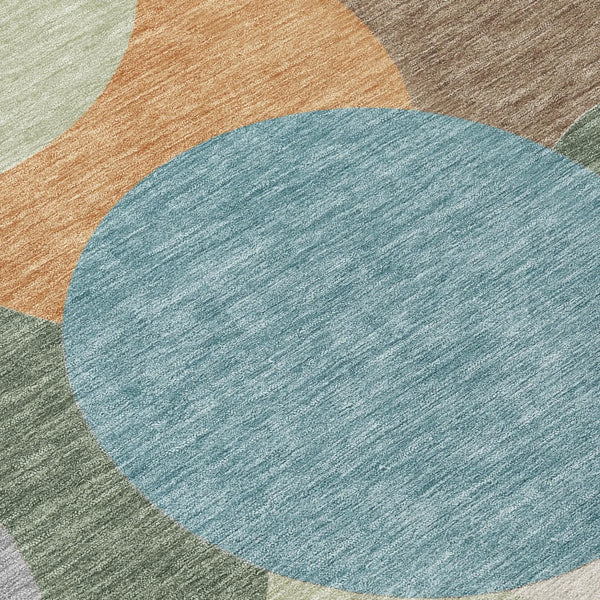 9' X 12' Teal Blue And Silver Geometric Washable Indoor Outdoor Area Rug Homeroots Outdoor