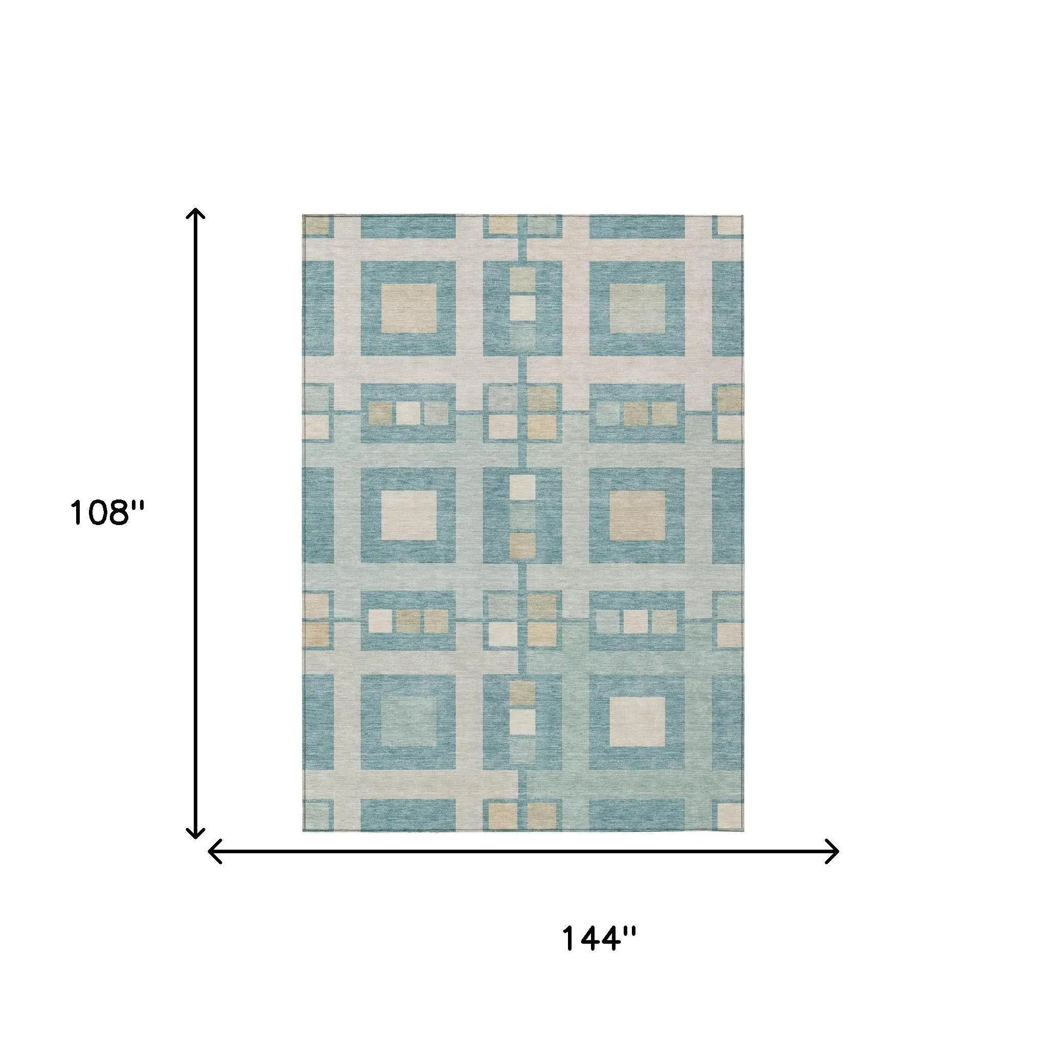 9' X 12' Teal Blue And Silver Geometric Washable Indoor Outdoor Area Rug Homeroots Outdoor