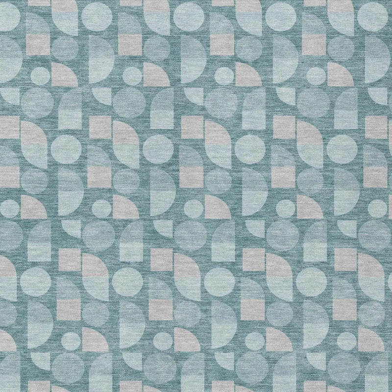 9' X 12' Teal Blue And Silver Geometric Washable Indoor Outdoor Area Rug Homeroots Outdoor