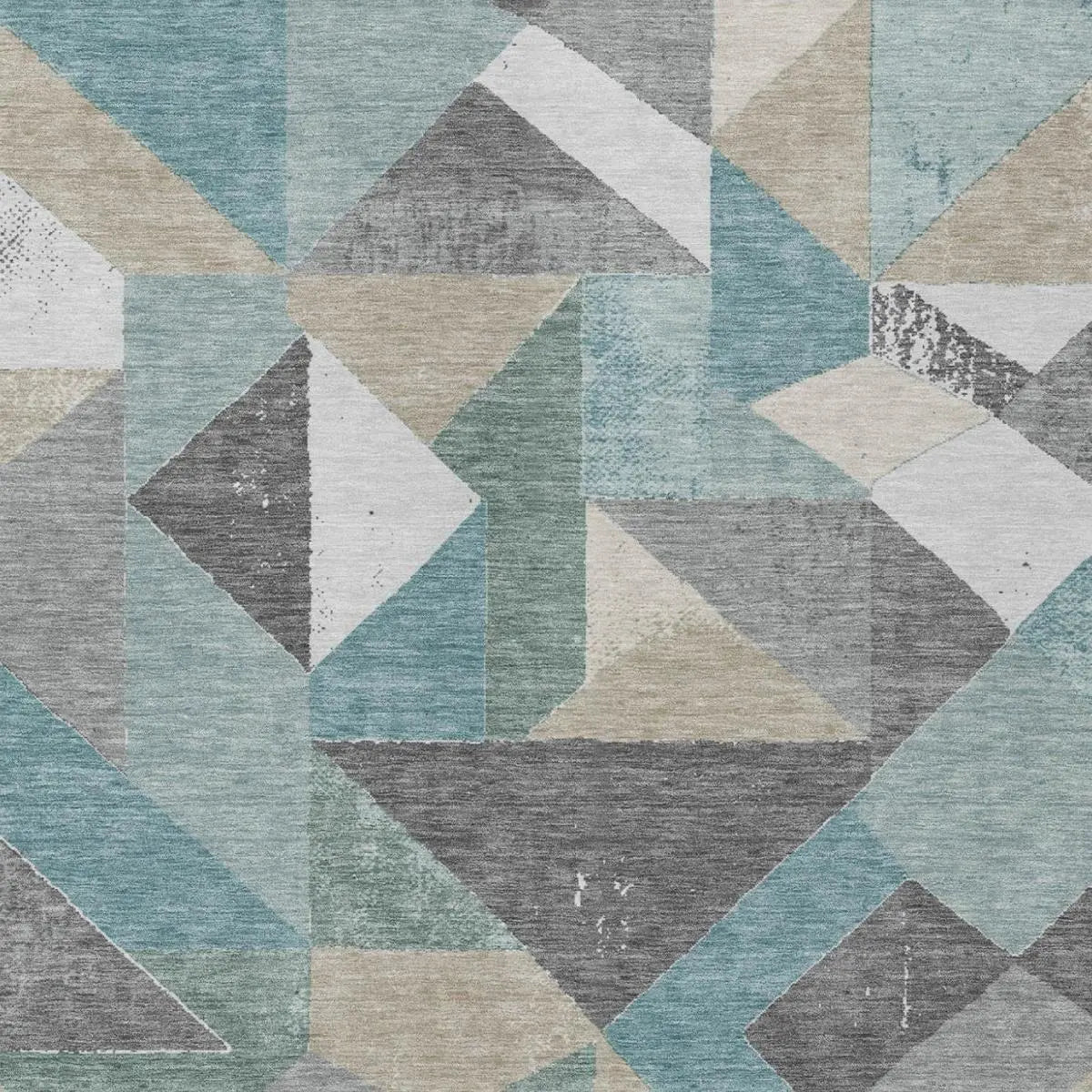 9' X 12' Teal Blue And Silver Geometric Washable Indoor Outdoor Area Rug Homeroots Outdoor