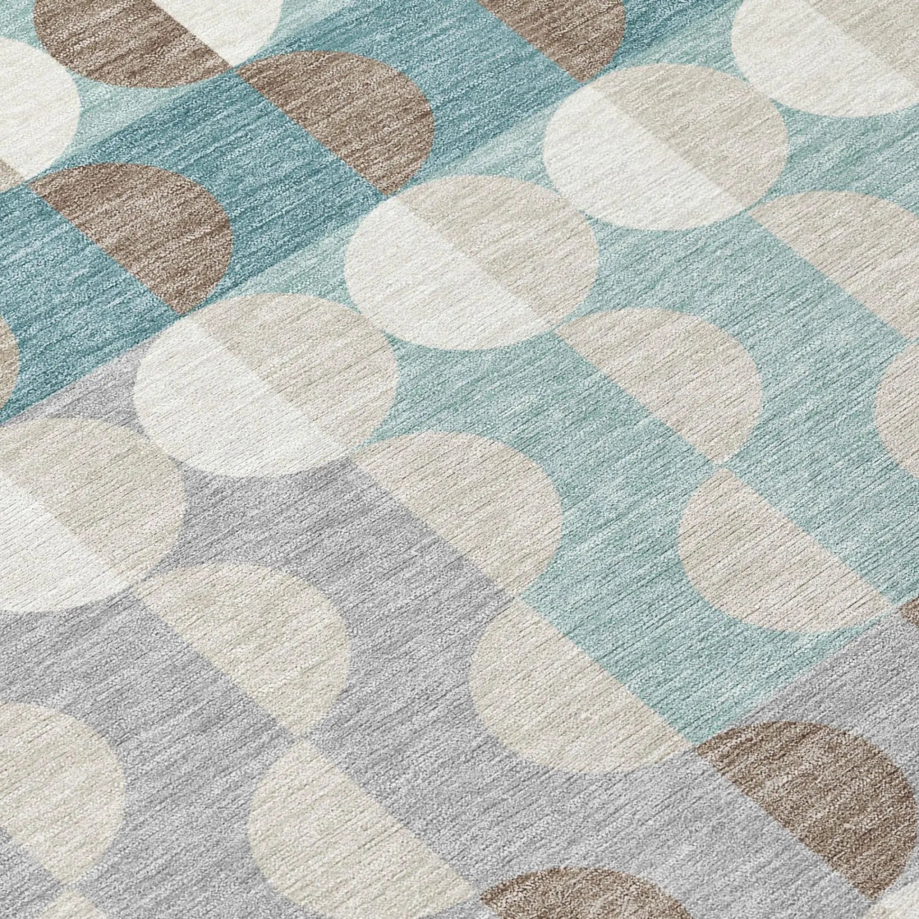 9' X 12' Teal Blue And Silver Geometric Washable Indoor Outdoor Area Rug Homeroots Outdoor