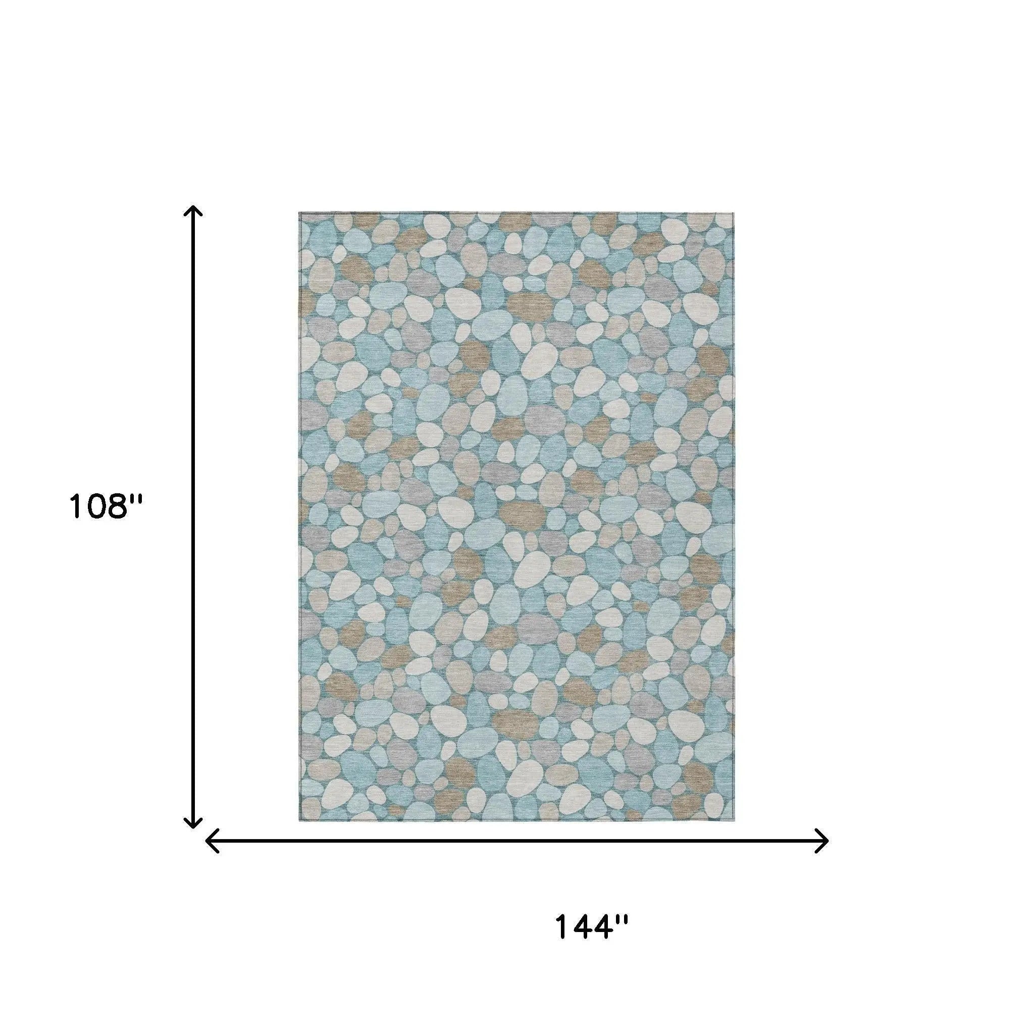 9' X 12' Teal Blue And Silver Geometric Washable Indoor Outdoor Area Rug Homeroots Outdoor
