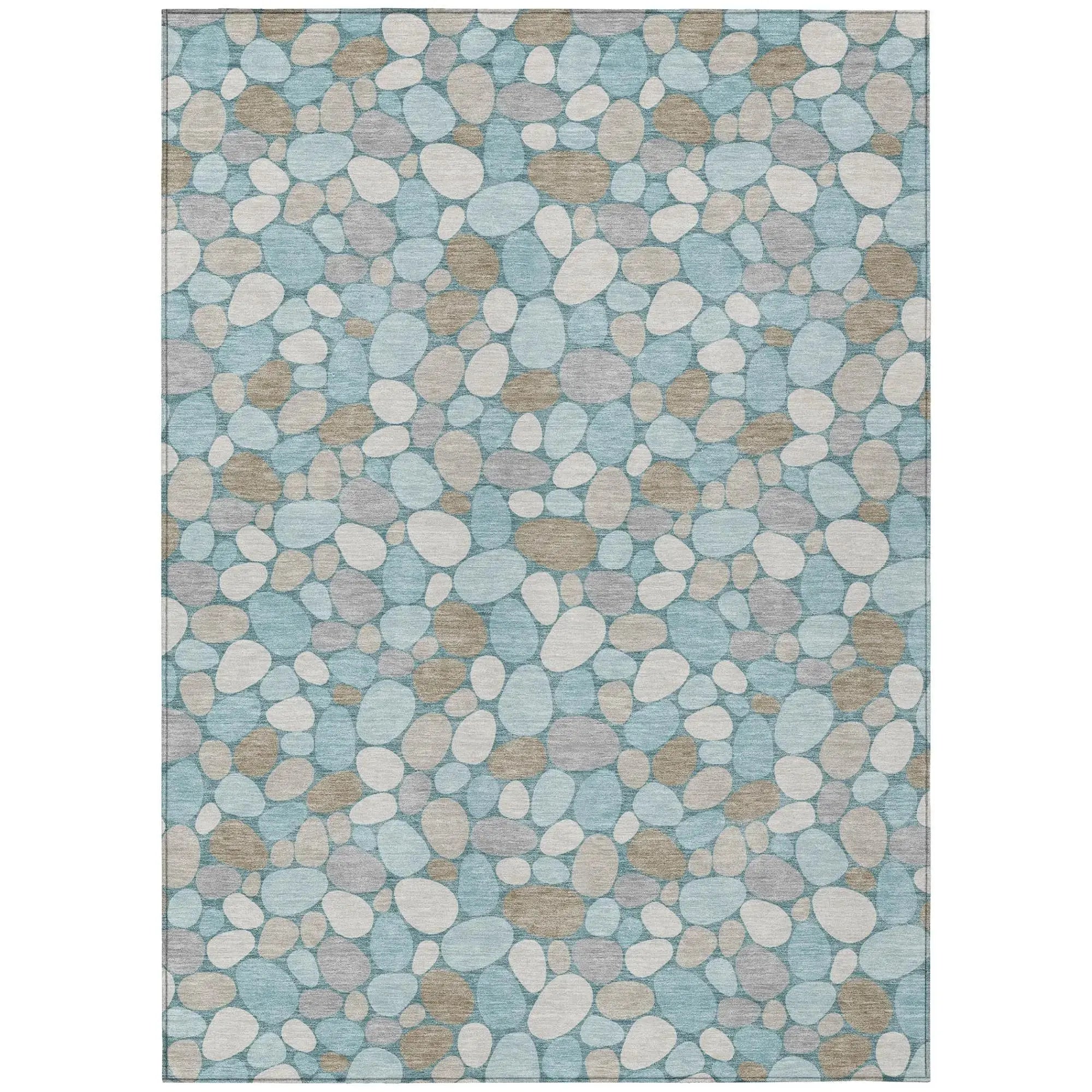 9' X 12' Teal Blue And Silver Geometric Washable Indoor Outdoor Area Rug Homeroots Outdoor