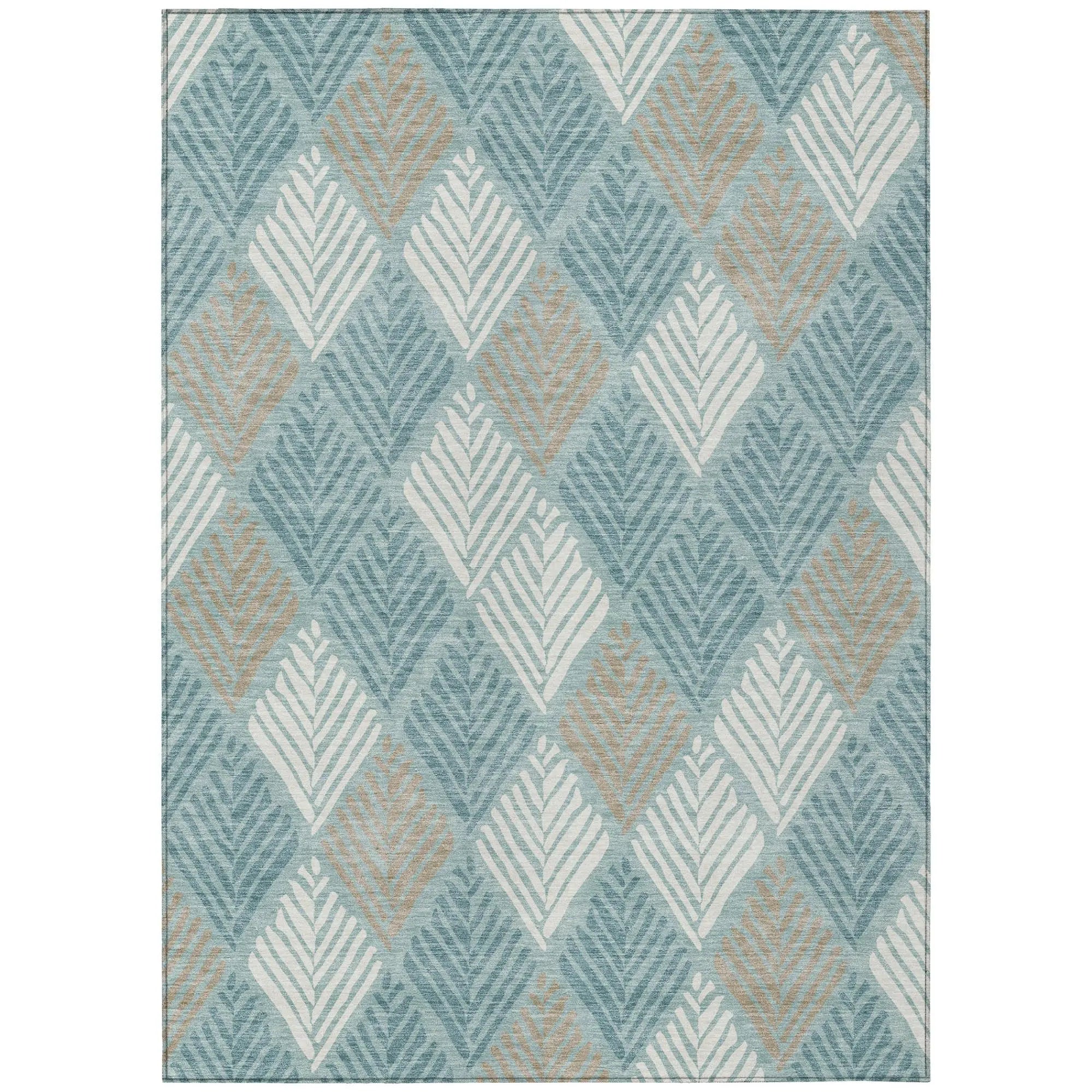 9' X 12' Teal Blue And Silver Geometric Washable Indoor Outdoor Area Rug Homeroots Outdoor