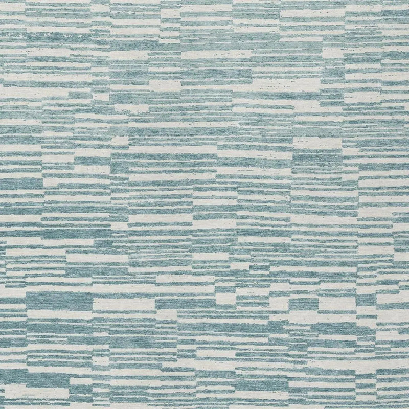 9' X 12' Teal Blue And Silver Striped Washable Indoor Outdoor Area Rug Homeroots Outdoor