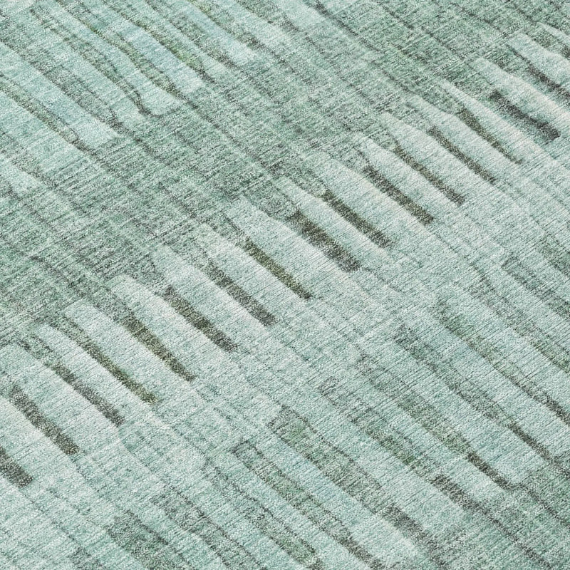 9' X 12' Teal Blue And Silver Striped Washable Indoor Outdoor Area Rug Homeroots Outdoor