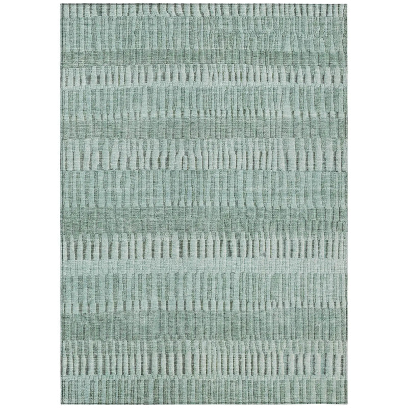 9' X 12' Teal Blue And Silver Striped Washable Indoor Outdoor Area Rug Homeroots Outdoor