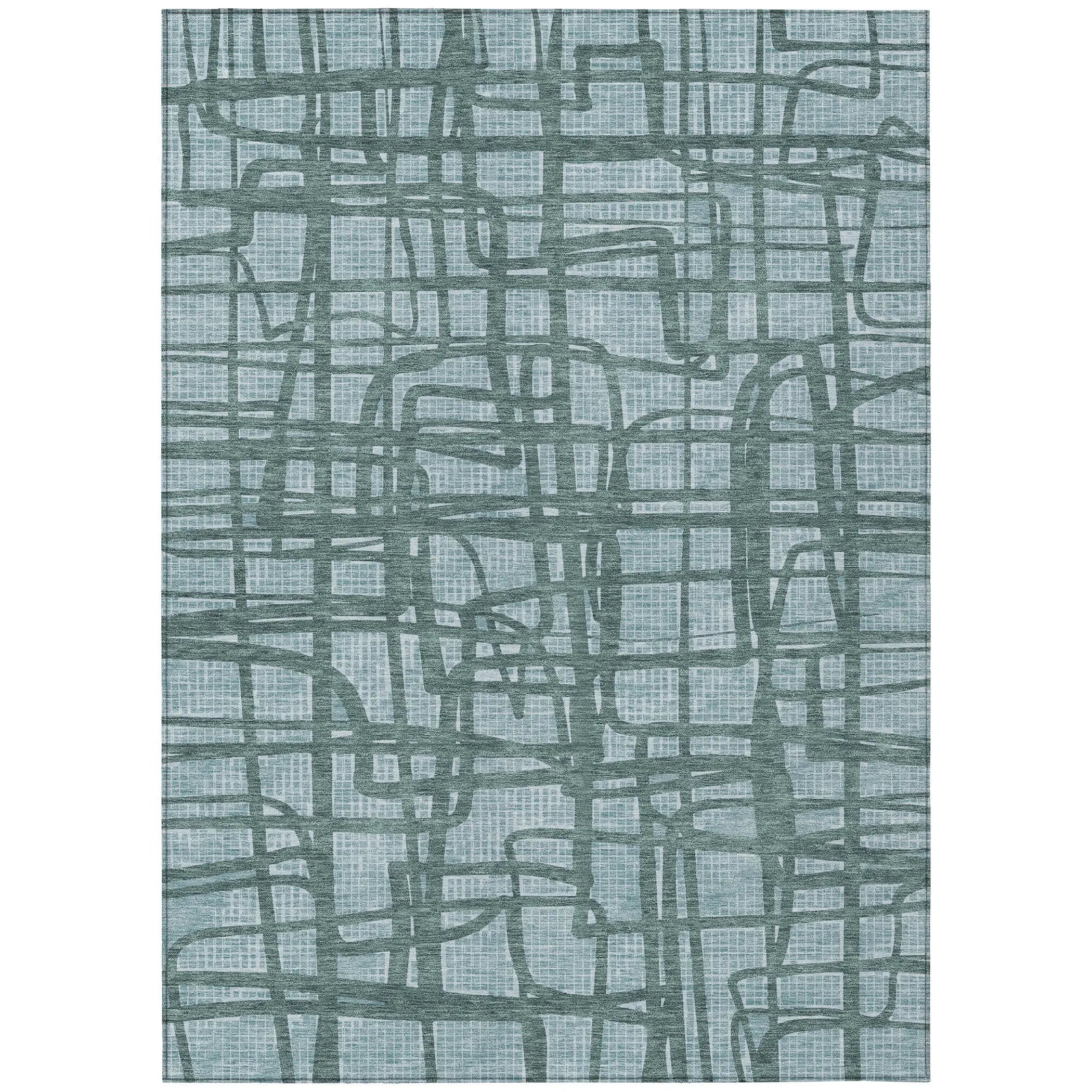 9' X 12' Teal Blue And Sky Blue Abstract Washable Indoor Outdoor Area Rug Homeroots Outdoor