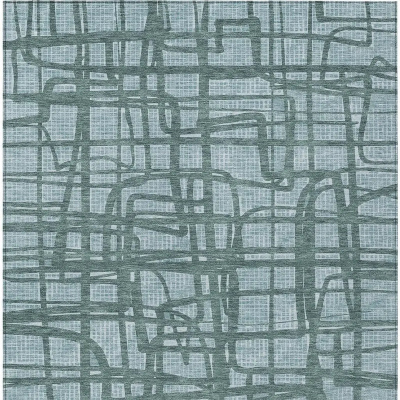 9' X 12' Teal Blue And Sky Blue Abstract Washable Indoor Outdoor Area Rug Homeroots Outdoor