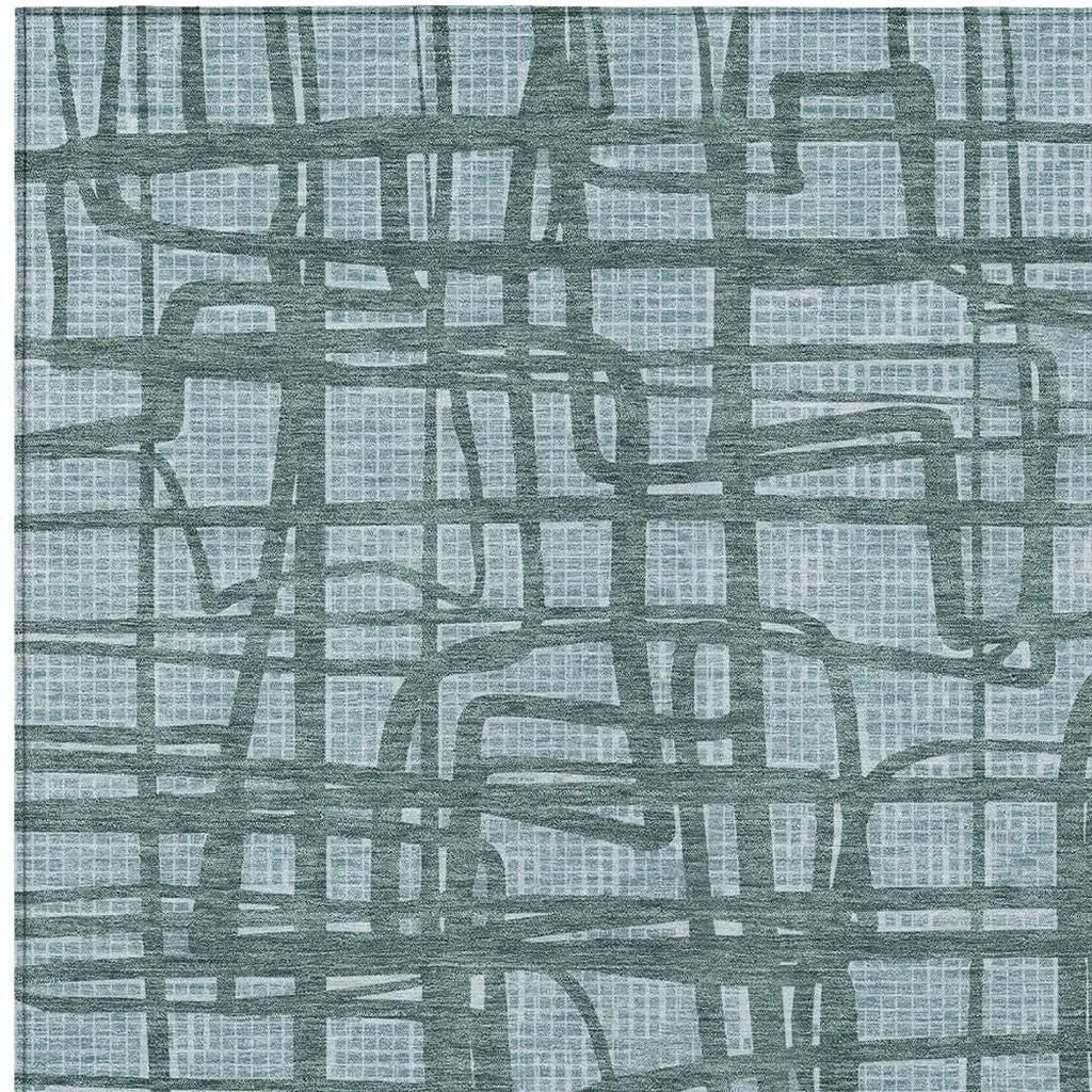 9' X 12' Teal Blue And Sky Blue Abstract Washable Indoor Outdoor Area Rug Homeroots Outdoor