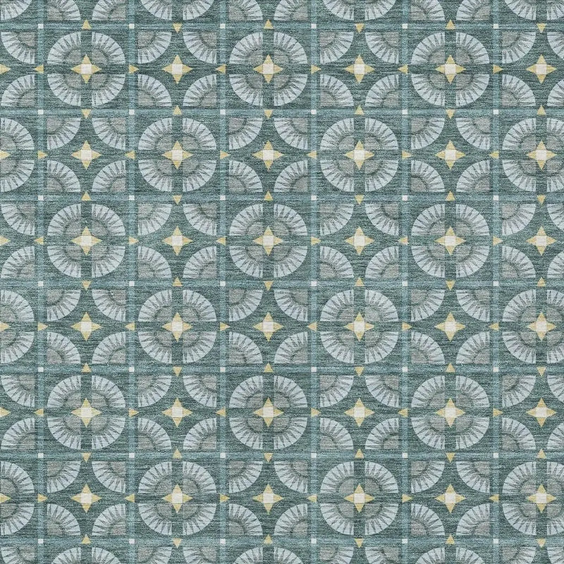 9' X 12' Teal Blue And Sky Blue Geometric Washable Indoor Outdoor Area Rug Homeroots Outdoor