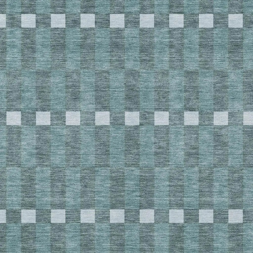 9' X 12' Teal Blue And Sky Blue Geometric Washable Indoor Outdoor Area Rug Homeroots Outdoor