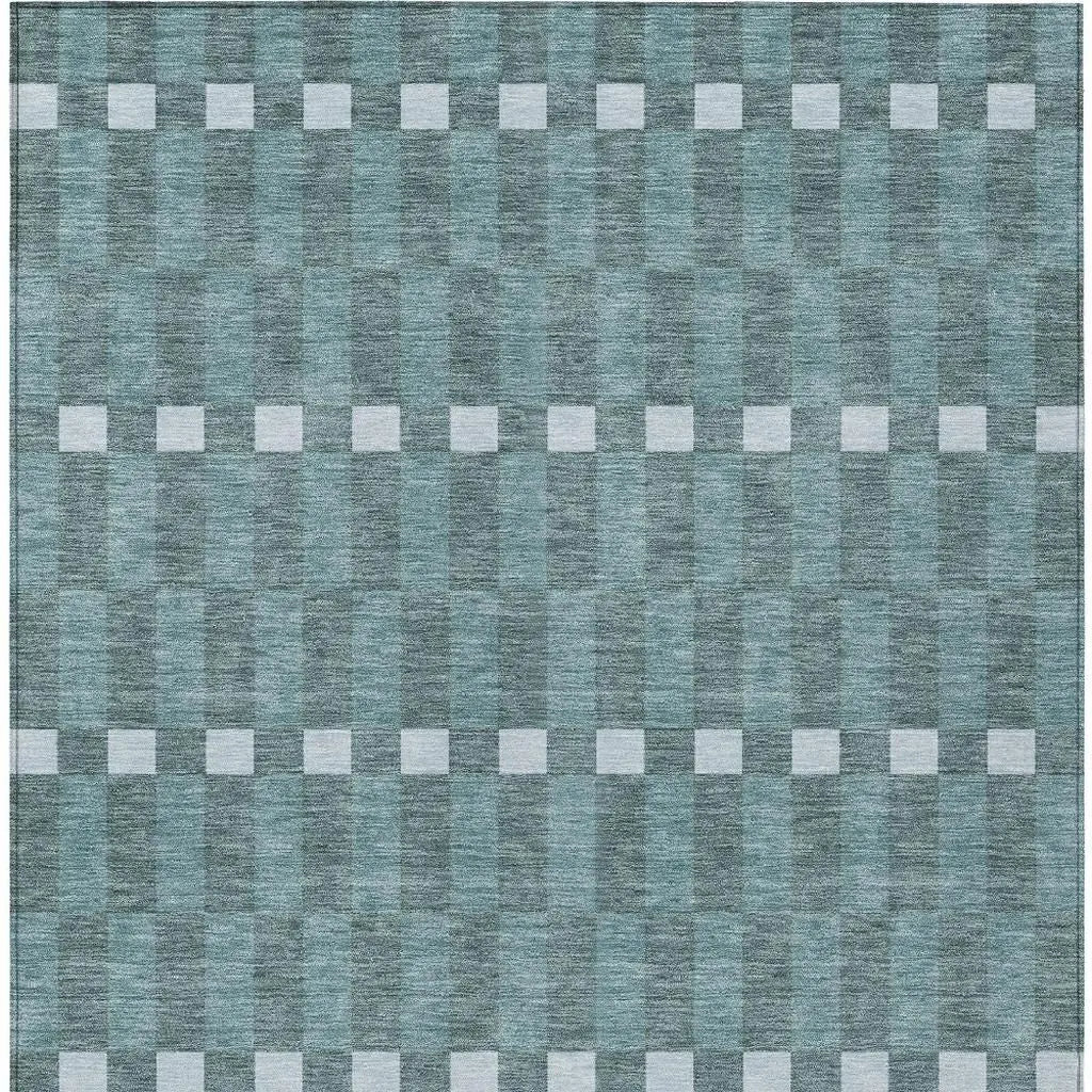 9' X 12' Teal Blue And Sky Blue Geometric Washable Indoor Outdoor Area Rug Homeroots Outdoor