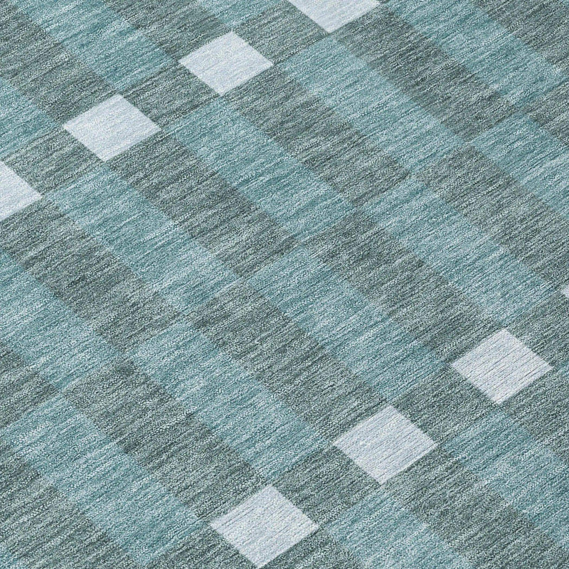9' X 12' Teal Blue And Sky Blue Geometric Washable Indoor Outdoor Area Rug Homeroots Outdoor