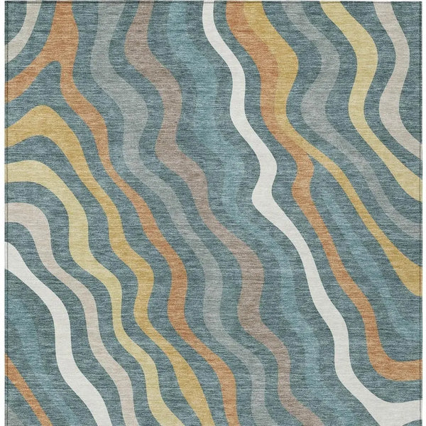 9' X 12' Teal Blue And Taupe Abstract Washable Indoor Outdoor Area Rug Homeroots Outdoor