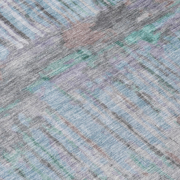 9' X 12' Teal Blue And Taupe Abstract Washable Indoor Outdoor Area Rug Homeroots Outdoor