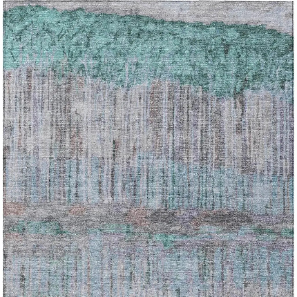 9' X 12' Teal Blue And Taupe Abstract Washable Indoor Outdoor Area Rug Homeroots Outdoor