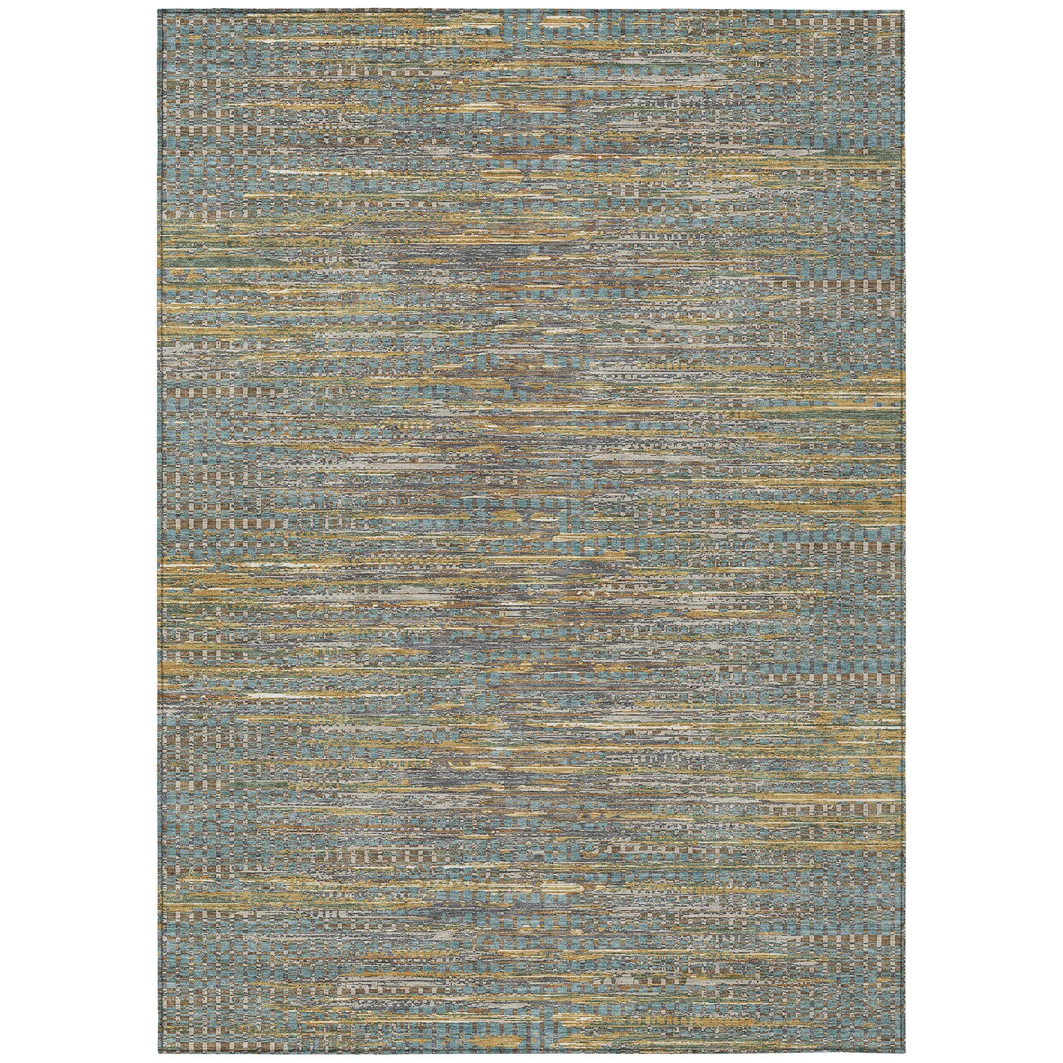 9' X 12' Teal Blue And Taupe Abstract Washable Indoor Outdoor Area Rug Homeroots Outdoor
