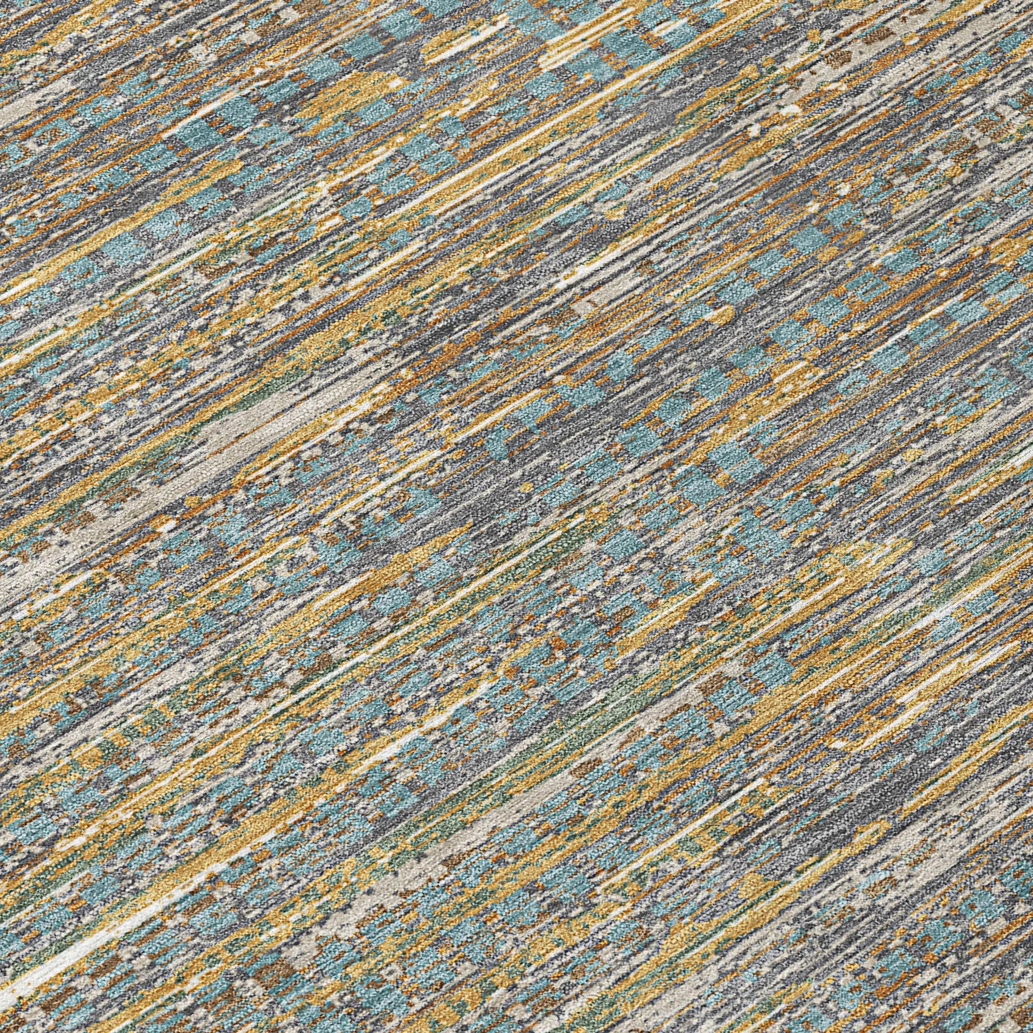 9' X 12' Teal Blue And Taupe Abstract Washable Indoor Outdoor Area Rug Homeroots Outdoor
