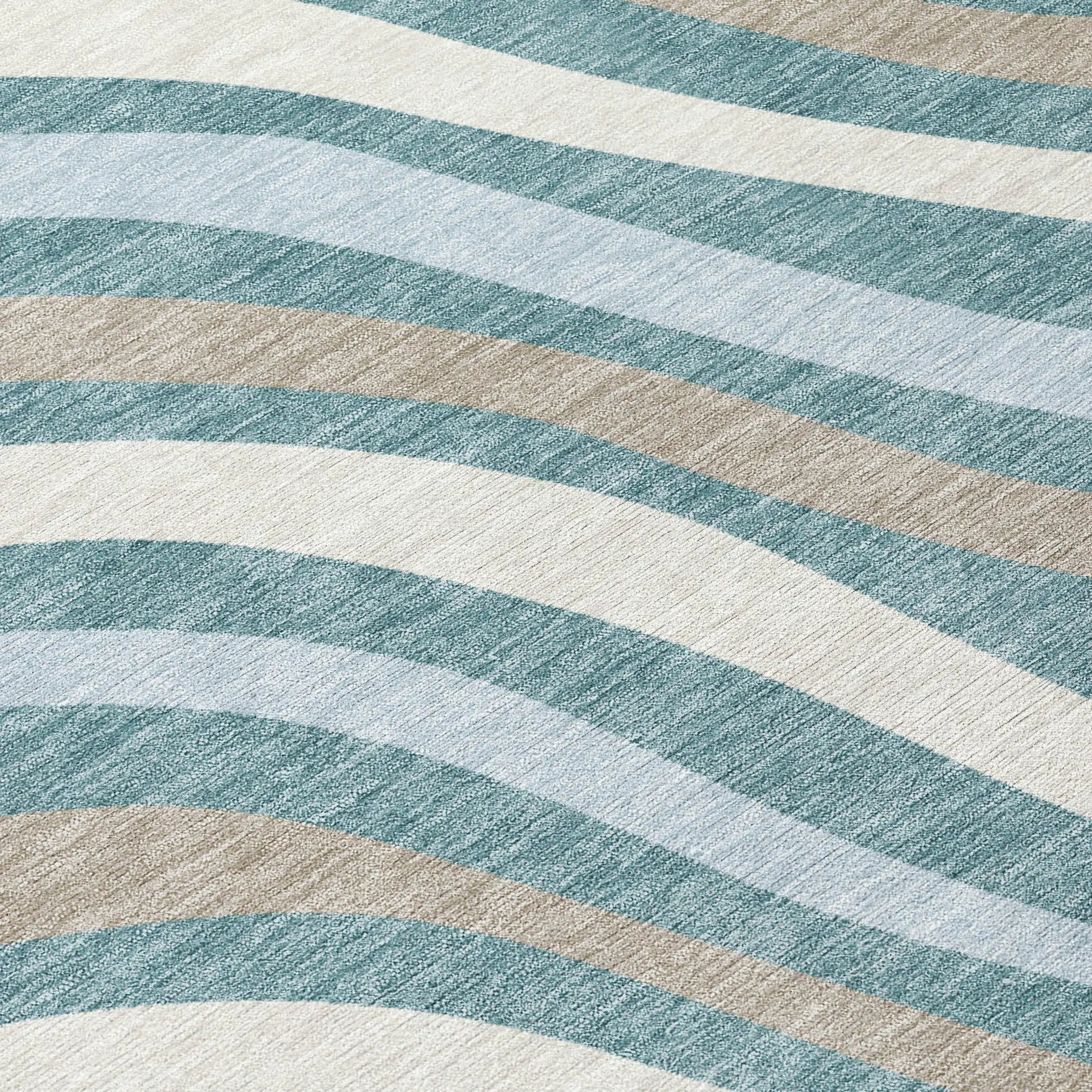 9' X 12' Teal Blue And Taupe Striped Washable Indoor Outdoor Area Rug Homeroots Outdoor
