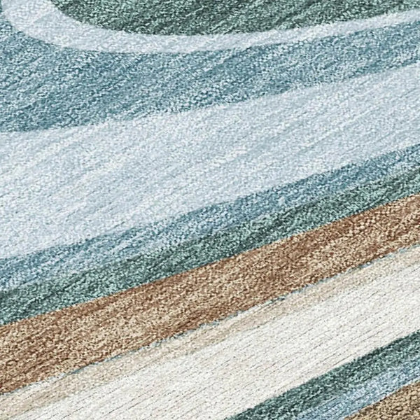 9' X 12' Teal Blue And Turquoise Abstract Washable Indoor Outdoor Area Rug Homeroots Outdoor