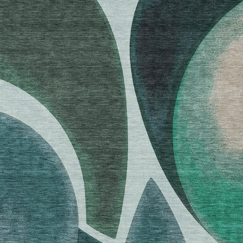 9' X 12' Teal Blue And Turquoise Abstract Washable Indoor Outdoor Area Rug Homeroots Outdoor