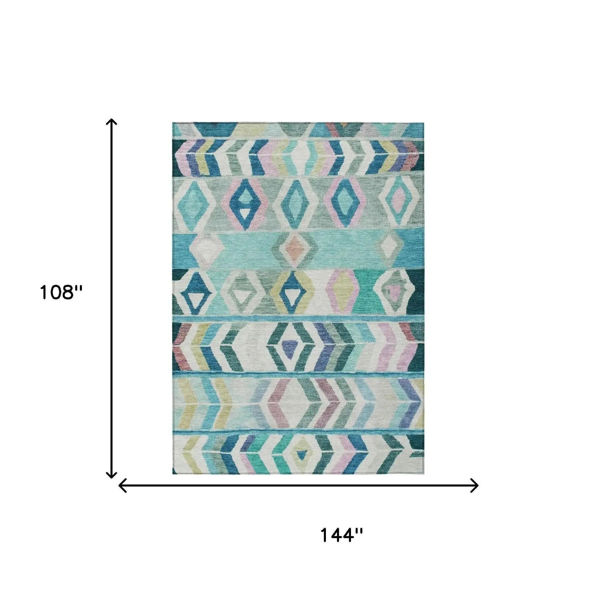 9' X 12' Teal Blue And Turquoise Tribal Washable Indoor Outdoor Area Rug Homeroots Outdoor