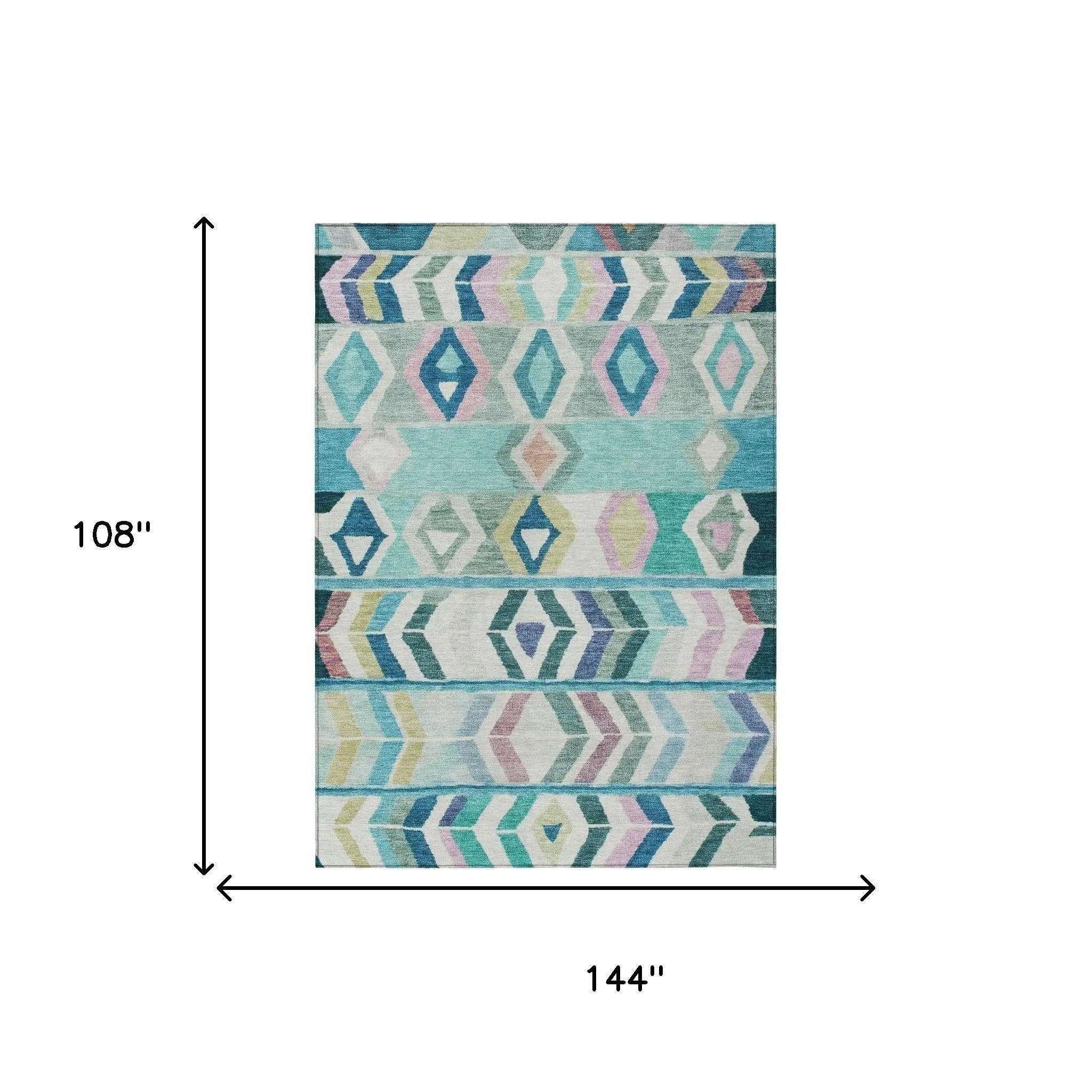 9' X 12' Teal Blue And Turquoise Tribal Washable Indoor Outdoor Area Rug Homeroots Outdoor