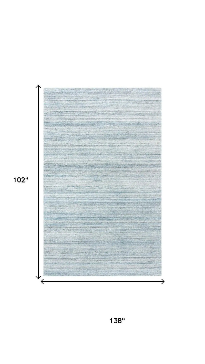 9' X 12' Teal Dark Gray And Ivory Striped Hand Tufted Area Rug Homeroots Home Decor