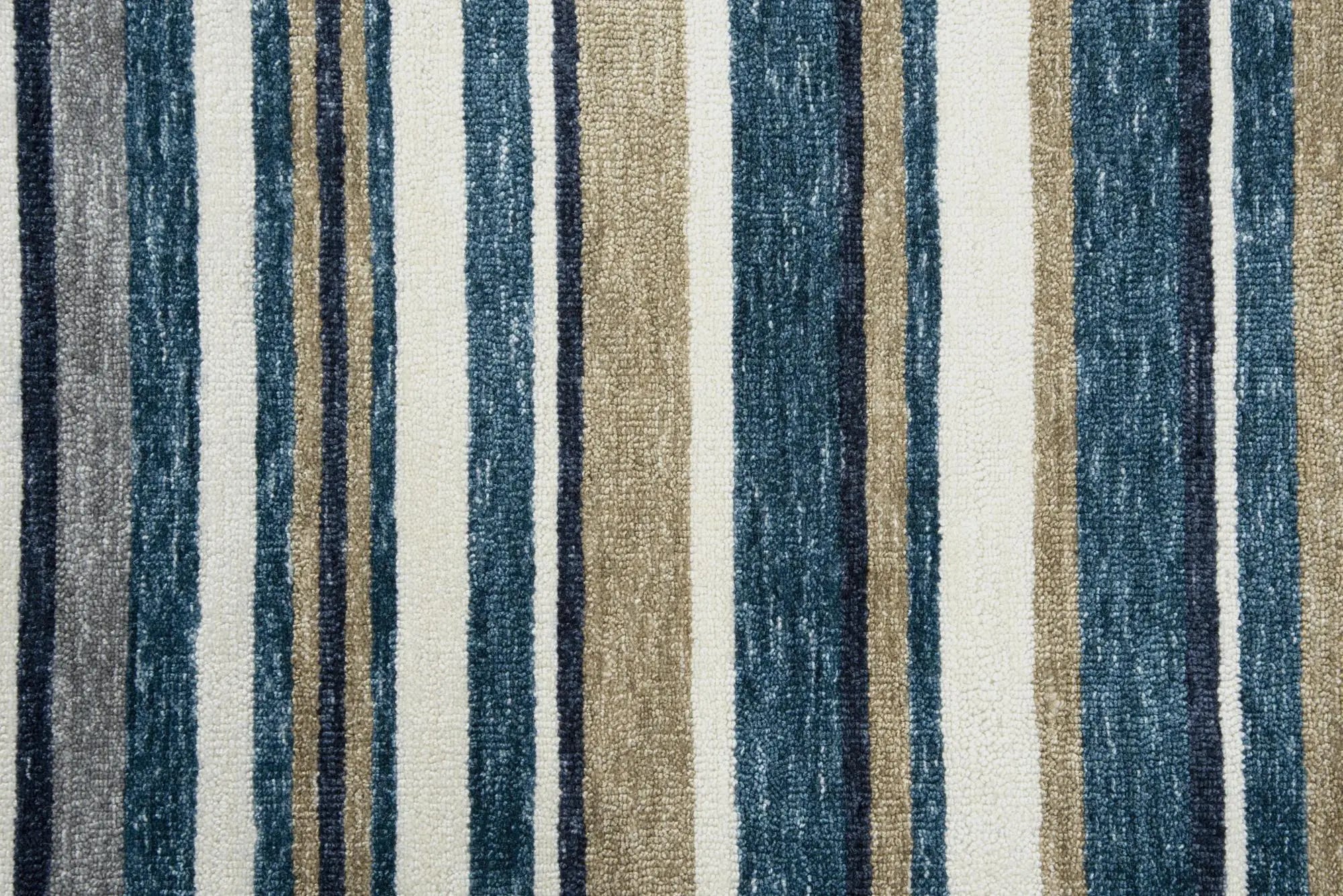 9' X 12' Teal Ivory And Gray Striped Hand Tufted Area Rug Homeroots Home Decor