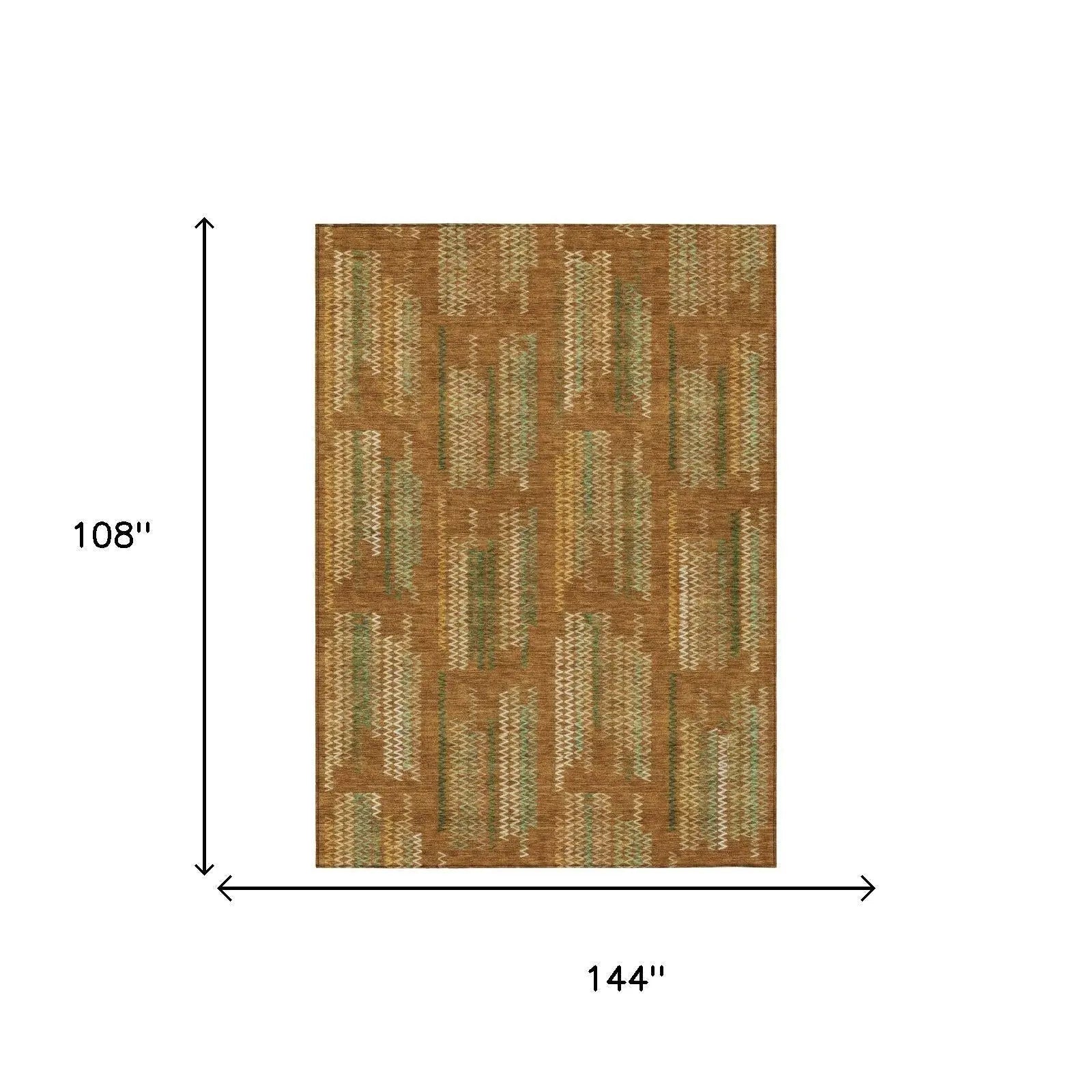 9' X 12' Terra Cotta And Brown Abstract Washable Indoor Outdoor Area Rug Homeroots Outdoor