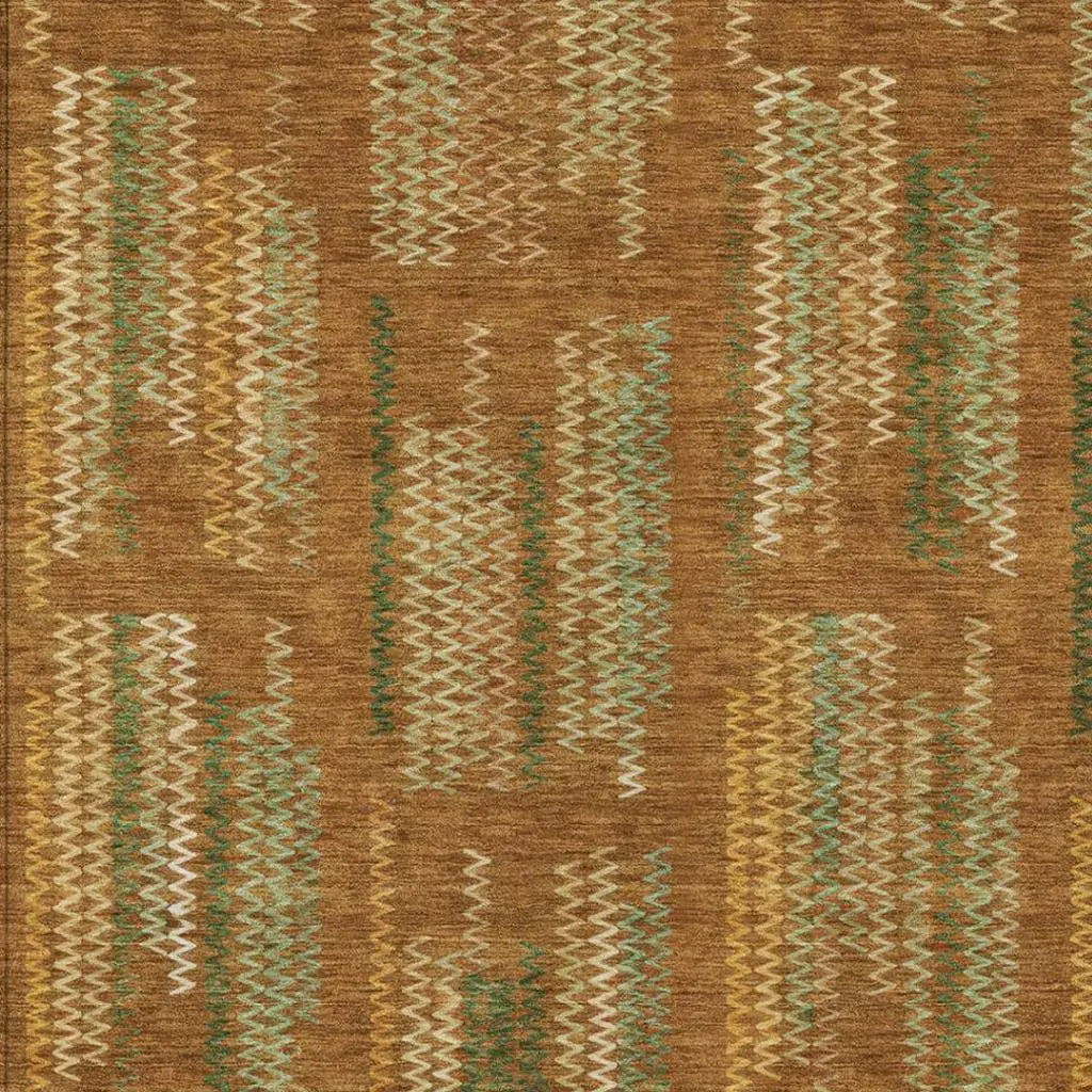 9' X 12' Terra Cotta And Brown Abstract Washable Indoor Outdoor Area Rug Homeroots Outdoor