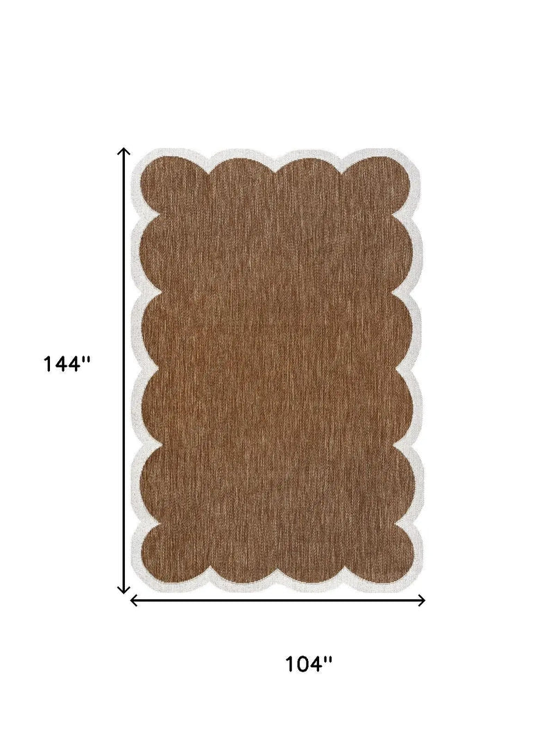 9' X 12' Terra Cotta And Cream Indoor Outdoor Area Rug Homeroots Outdoor