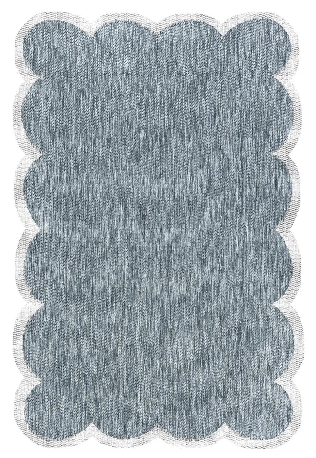 9' X 12' Turquoise And Cream Indoor Outdoor Area Rug Homeroots Outdoor