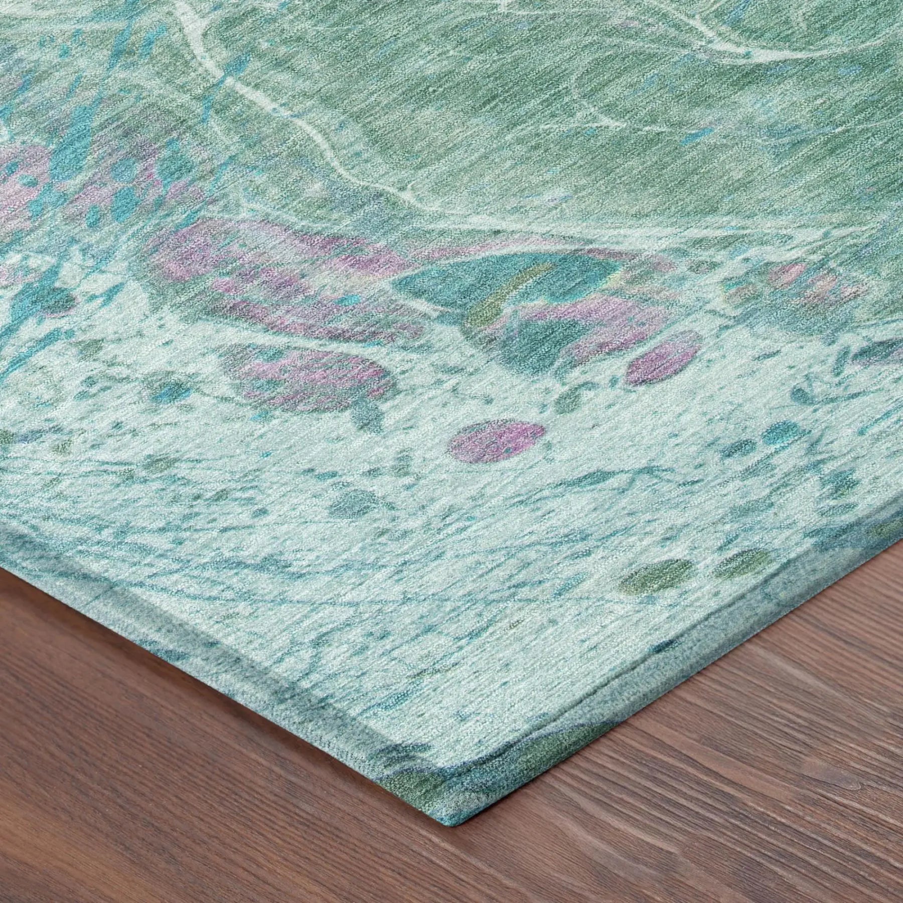 9' X 12' Turquoise And Teal Blue Abstract Washable Indoor Outdoor Area Rug Homeroots Outdoor