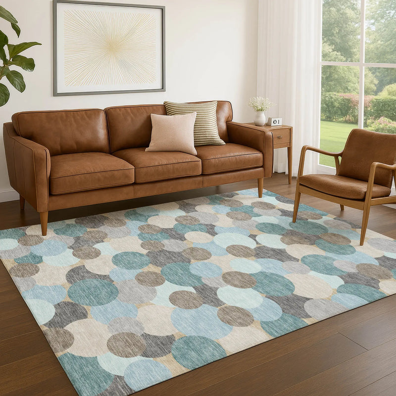 9' X 12' Turquoise And Teal Blue Geometric Washable Indoor Outdoor Area Rug Homeroots Outdoor
