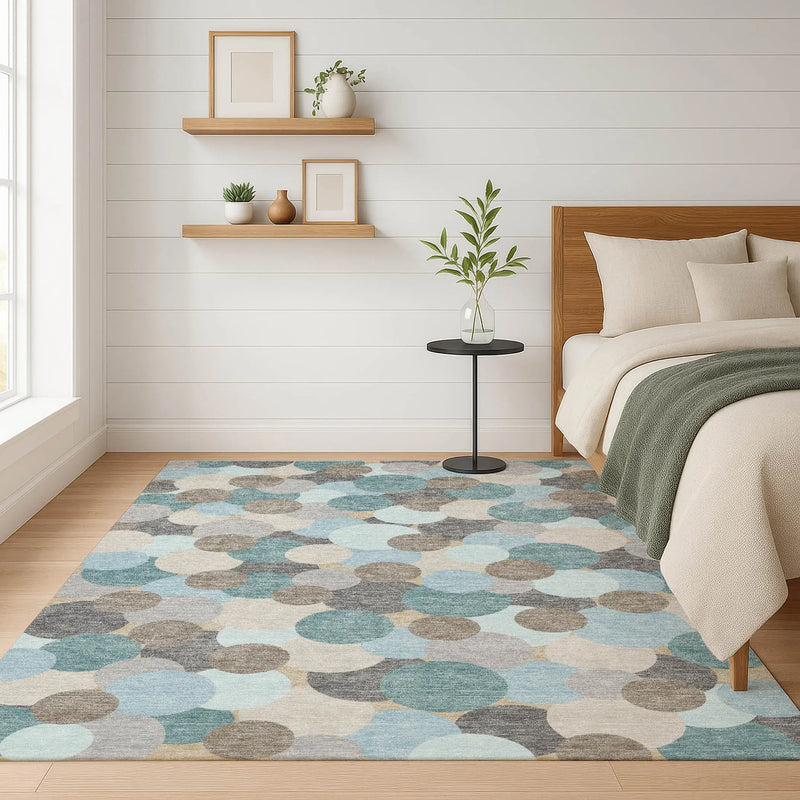 9' X 12' Turquoise And Teal Blue Geometric Washable Indoor Outdoor Area Rug Homeroots Outdoor