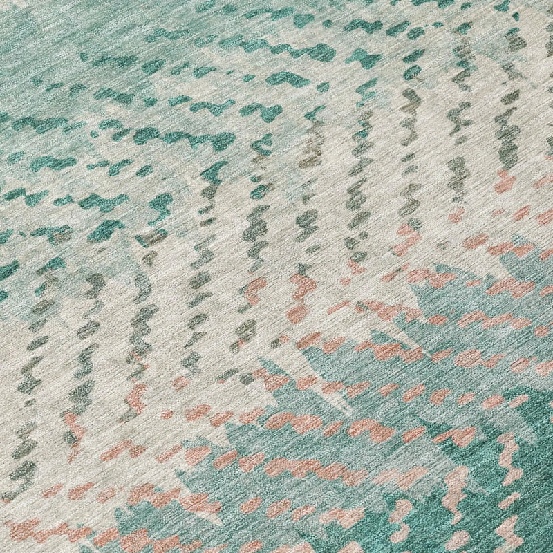 9' X 12' Turquoise And Teal Blue Striped Washable Indoor Outdoor Area Rug Homeroots Outdoor