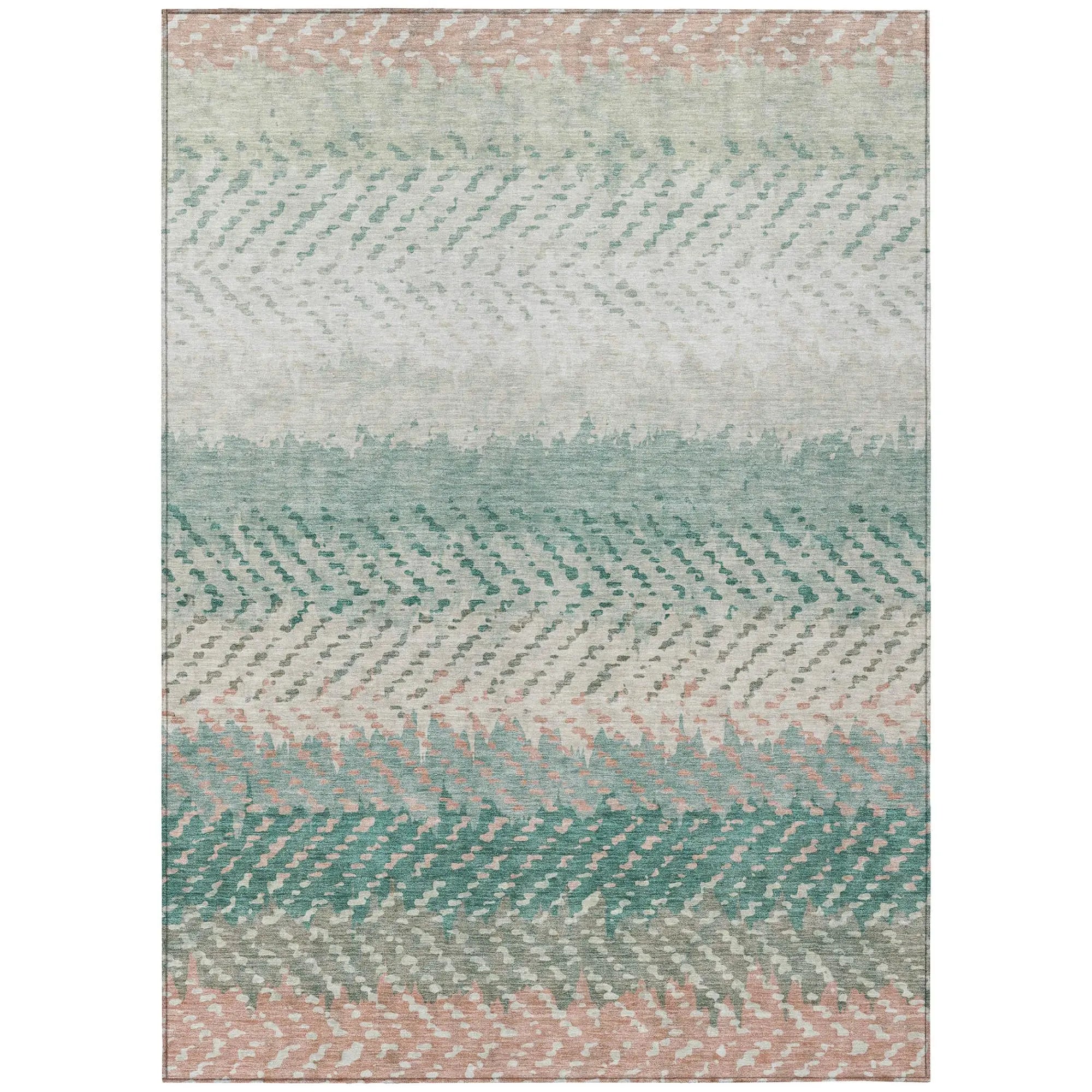 9' X 12' Turquoise And Teal Blue Striped Washable Indoor Outdoor Area Rug Homeroots Outdoor