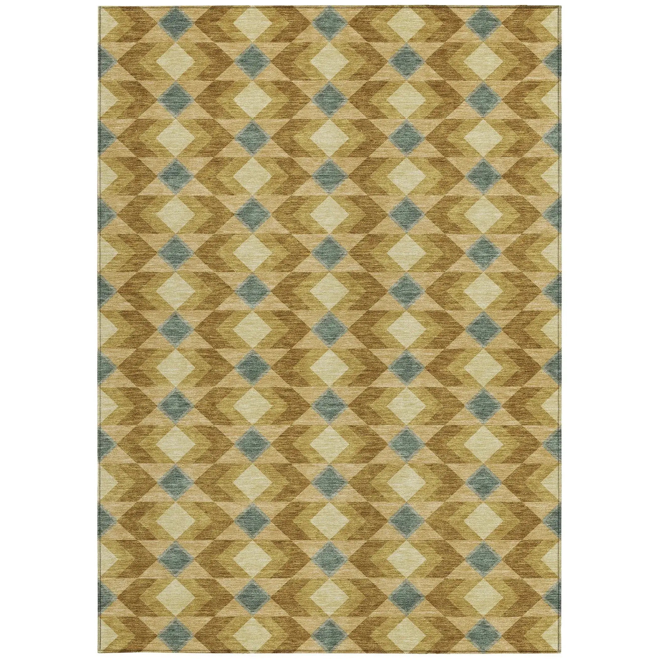 9' X 12' Walnut And Brown Geometric Washable Indoor Outdoor Area Rug Homeroots Outdoor