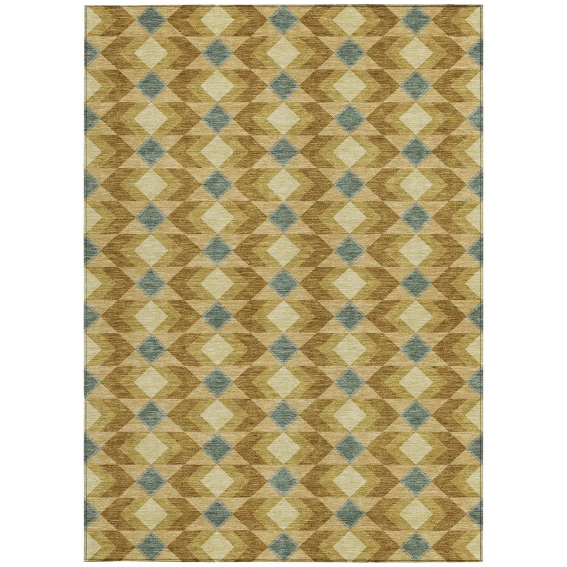 9' X 12' Walnut And Brown Geometric Washable Indoor Outdoor Area Rug Homeroots Outdoor