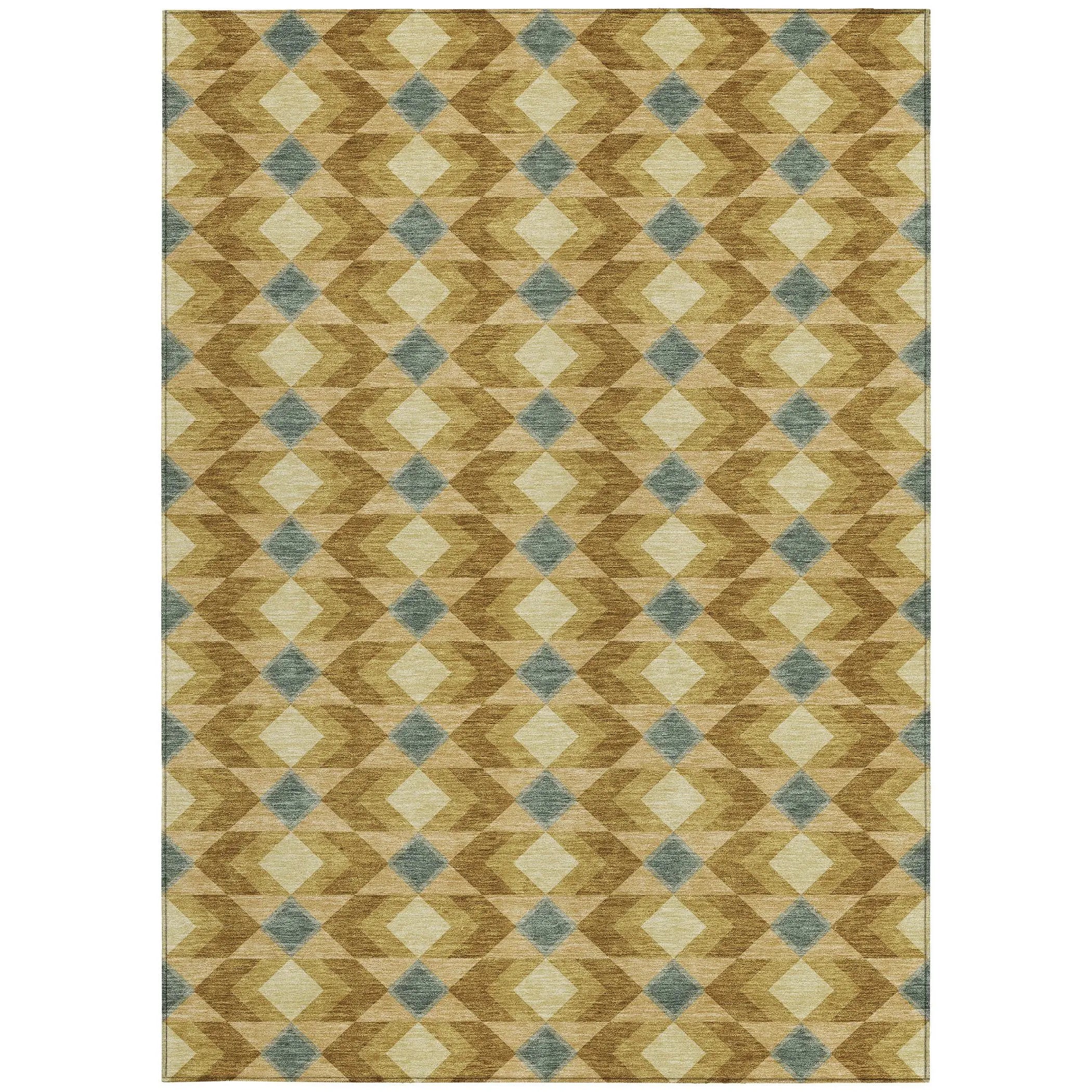 9' X 12' Walnut And Brown Geometric Washable Indoor Outdoor Area Rug Homeroots Outdoor