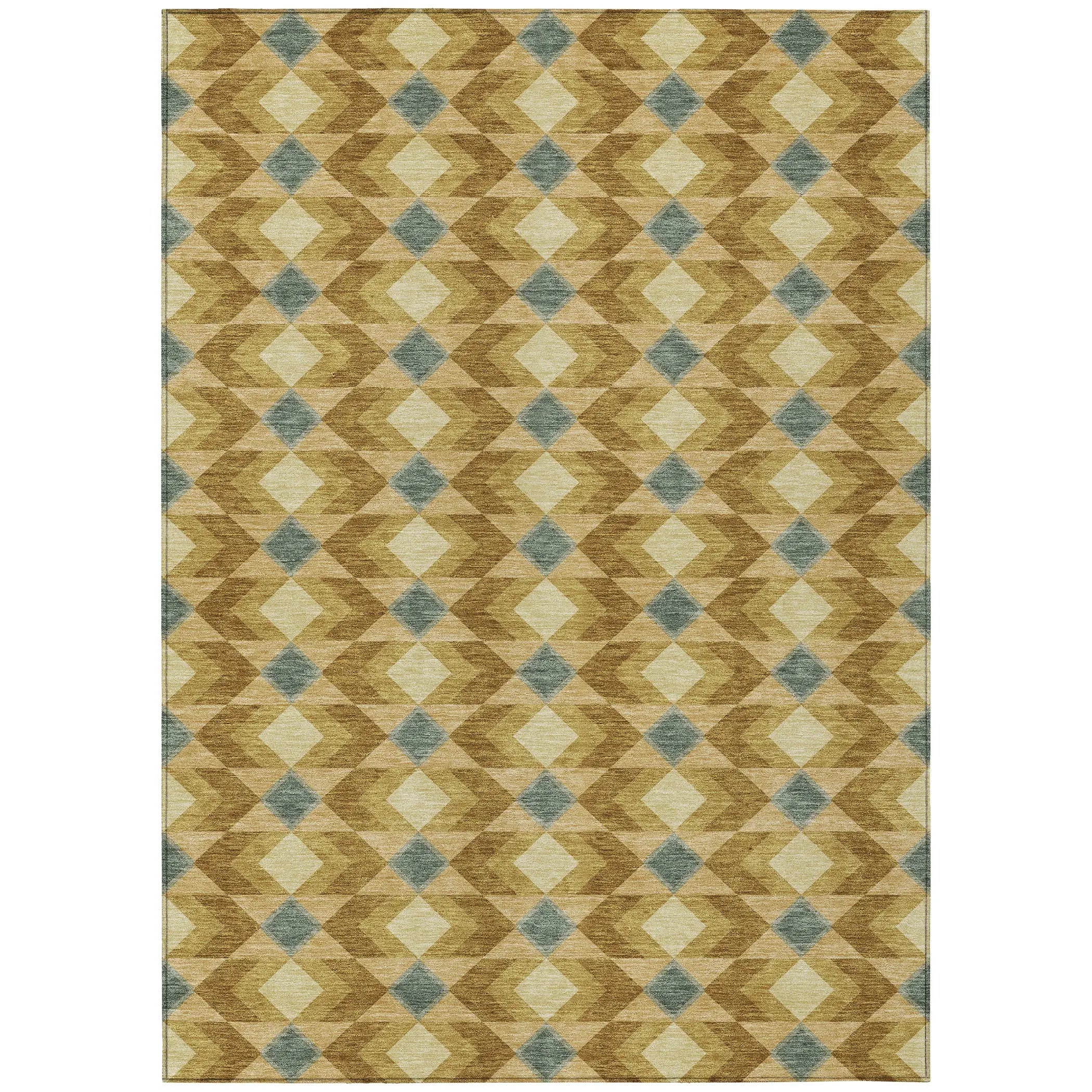 9' X 12' Walnut And Brown Geometric Washable Indoor Outdoor Area Rug Homeroots Outdoor
