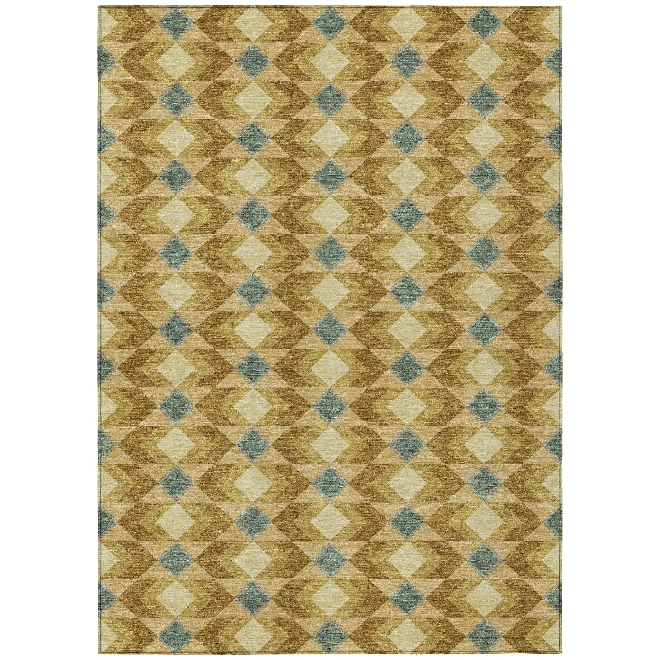 9' X 12' Walnut And Brown Geometric Washable Indoor Outdoor Area Rug Homeroots Outdoor
